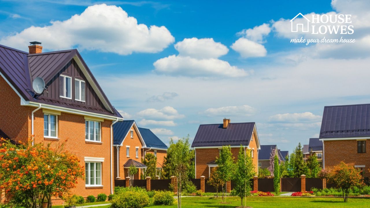 Explore Stunning Brick Houses with Durable Metal Roofs landscape image